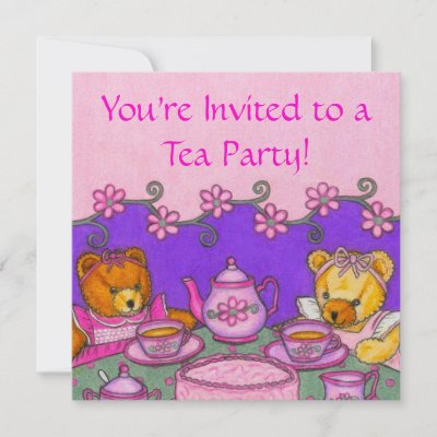 Teddy Bear Tea Party Invitation Cards by Paulas_Bears_N_More