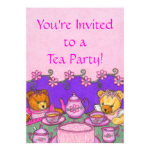 Teddy Bear Tea Party Invitation Cards