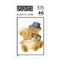 Teddy Bear Wedding Couple postage