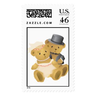 Teddy Bear Wedding Couple stamp