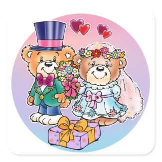 Teddy Bear Wedding Couple sticker