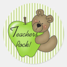 Teddy Bear with Apple Teachers Rock Stickers