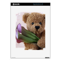 teddy bear with calla lilies iPad 2 skin