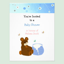 Teddy Bear with Honey Pot Baby Shower Invitation invitations