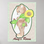Teddy bear with Sunflower Poster