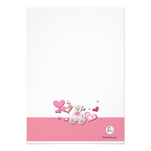 Teddy Bears & Heart Balloons Pink Invitation