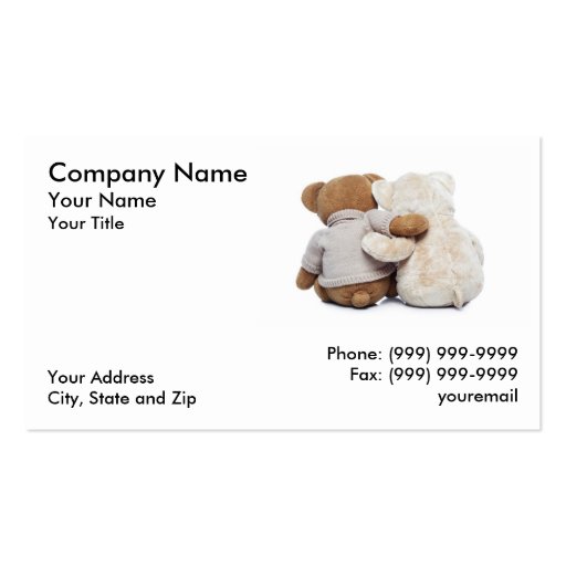 Teddy Bears hugging each other Business Card Templates (front side)