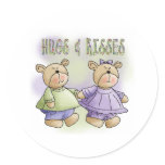 Teddy Bears Hugs and Kisses Round Sticker