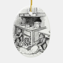 Teddy Bears Make a Mess in the Kitchen Christmas Ornament