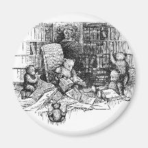 Teddy Bears Reading in the Library Refrigerator Magnets