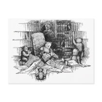 Teddy Bears Reading in the Library Postcards