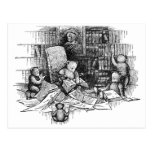 Teddy Bears Reading in the Library Postcards