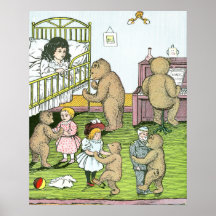 Teddy Bears Waltz with Dolls Print