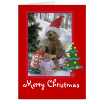 Teddy beas fun  Merry Christmas, Customizable Card