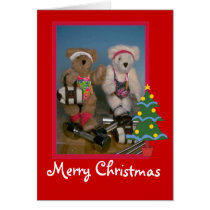Teddy beas fun  Merry Christmas, Customizable Cards