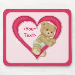 Teddy Heart - Customize text area Mouse Pads