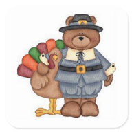 Teddy Pilgrim And Turkey Square Sticker
