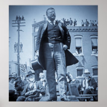 Teddy Roosevelt Speaks to a Crowd in 1905 Vintage Print