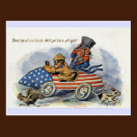 Teddy Roosevelt & Uncle Sam in Patriotic Auto postcards