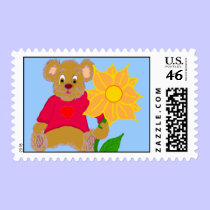 Teddy with Flower Stamp