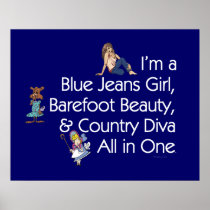 TEE Blue Jeans Girl Print
