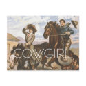 TEE Cowgirl Old School postcards by teepossible TEE Cowgirl Old School postcards