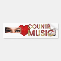 TEE I Love Country Music Bumper Stickers