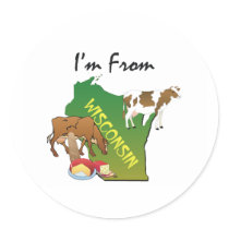 TEE I'm From Wisconsin Round Stickers
