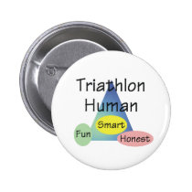 TEE Triathlon Human Pinback Buttons