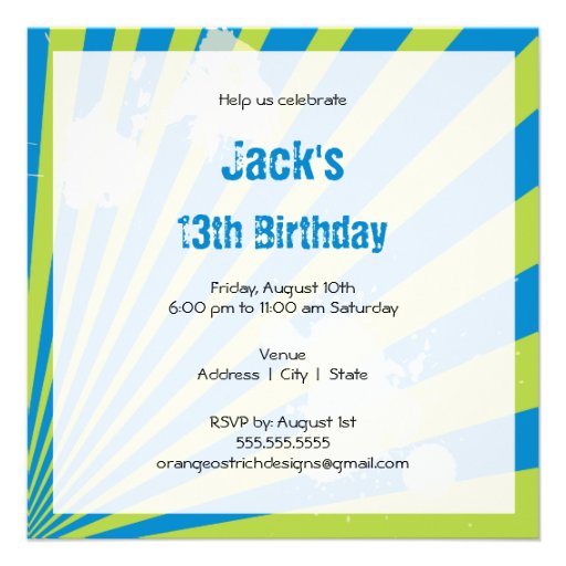 Teen Birthday Party Invitation | Boy