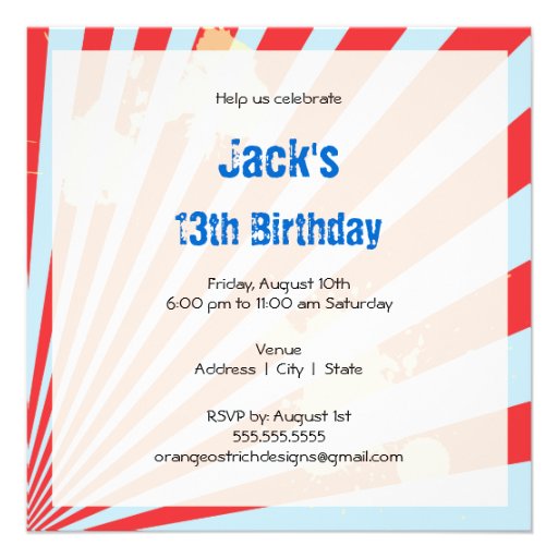 Teen Birthday Party Invitation | Boy
