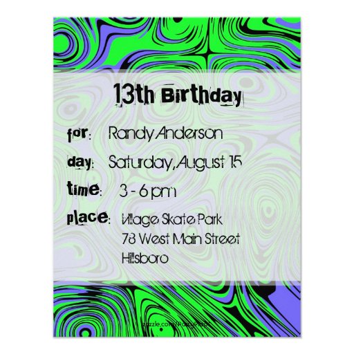 Teen Boys Birthday Party Invitations, Green