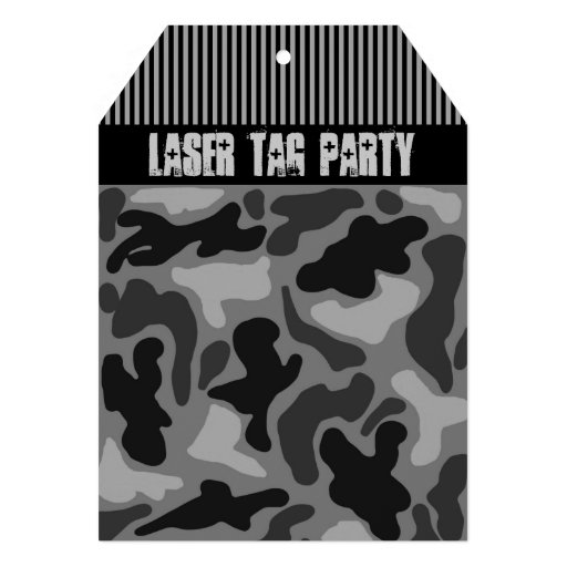 Teen Boy's Black Camo Laser Tag Party Invitation