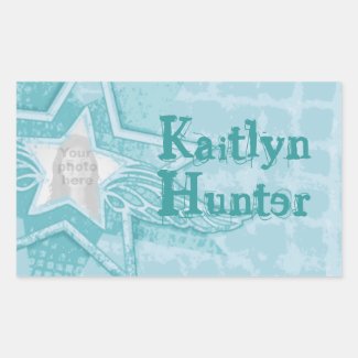 Teen girl aqua blue id name label sticker