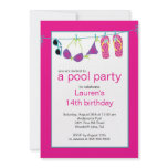Teen Pool Party Invitation Flip Flops Clothesline