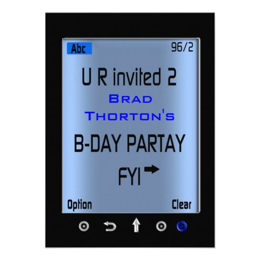 Teen Smart Phone Texting Birthday Party Invitation