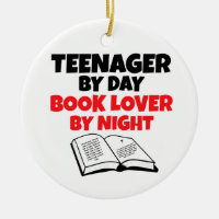 Teenager by Day Book Lover by Night Double-Sided Ceramic Round Christmas Ornament