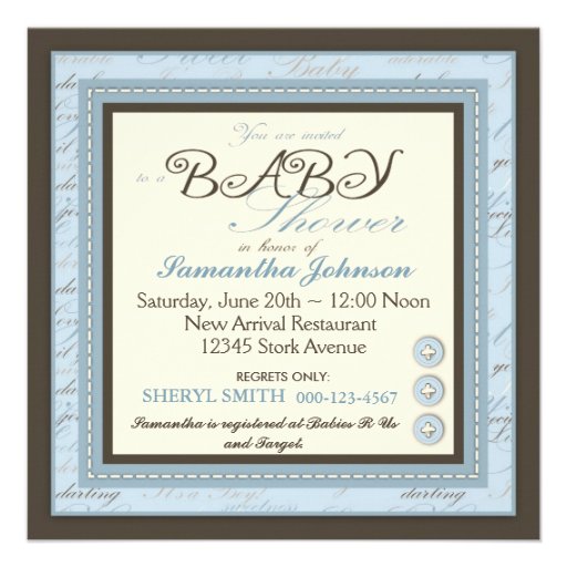 Teeny Toes BLU Invitation Square