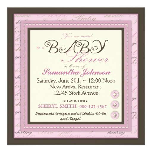 Teeny Toes PNK Invitation Square