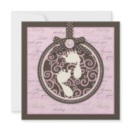 Teeny Toes PNK Square Personalized Invitation