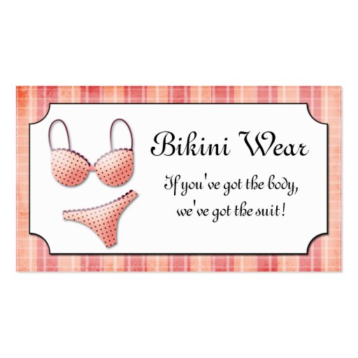 Teeny Weenie Pink Bikini Plaid  Business Card (front side)