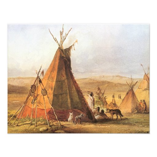 Teepees on Plain by Bodmer, Vintage American West Invite