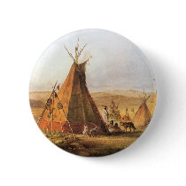 Teepees on the Plain by Karl Bodmer Pinback Buttons