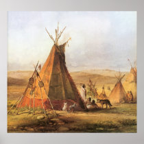 Teepees on the Plain by Karl Bodmer Poster