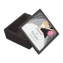Teja decorativa negra y blanca de la novia y del n cajas de recuerdo de calidad