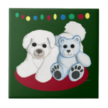 Teja del perro de Bichon Frise del navidad y del o