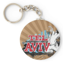 TEL AVIV - A grunge style of Israel's #1 City Keychain