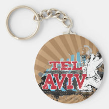 TEL AVIV - A grunge style of Israel's #1 City Keychain