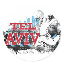 TEL AVIV - A grunge style of Israel's #1 City Round Sticker