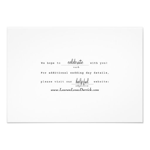 Telegram Mad Libs Response Card Black and White